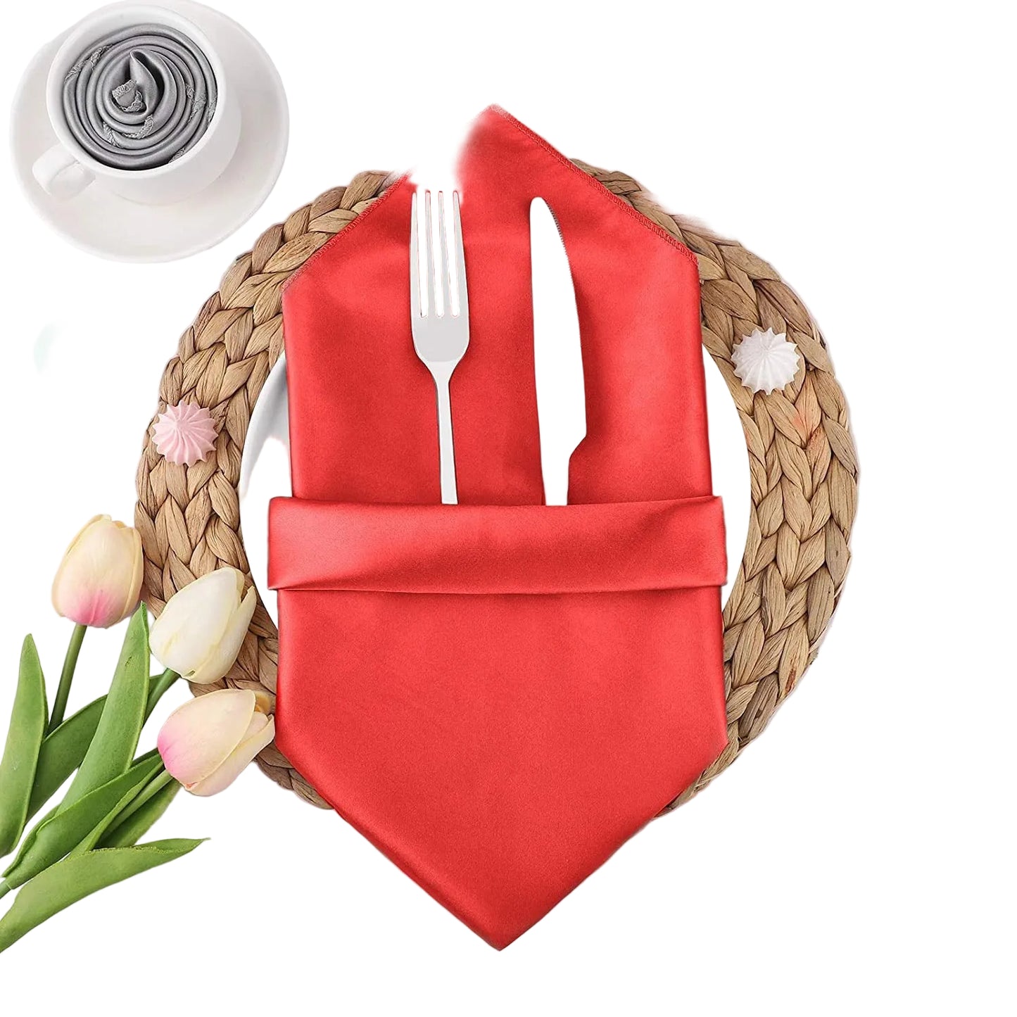 FraSyl Cloth Napkin Rental, Reusable Polyester Napkins