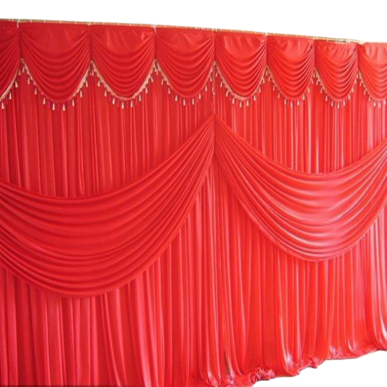 FraSyl Draped Backdrop Rental, Ice Silk with Swag Valance, 10×10 & 20×10 ft