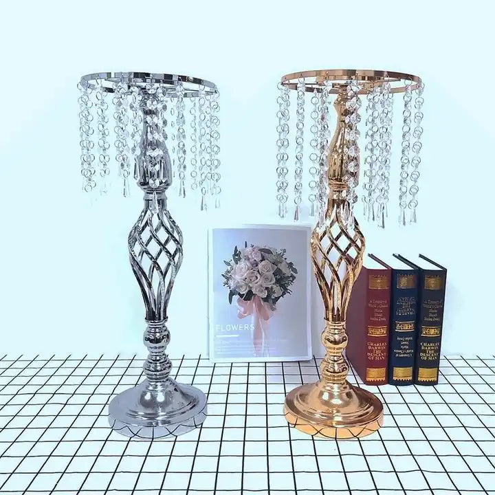 Rental Gold Crystal Metal Flower Wedding Table Centerpiece