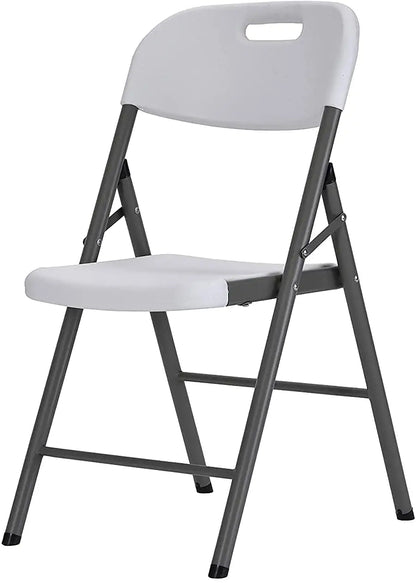 FraSyl Folding Chair Rental, White Plastic Seat with Steel Frame, Indoor & Outdoor Event Seating