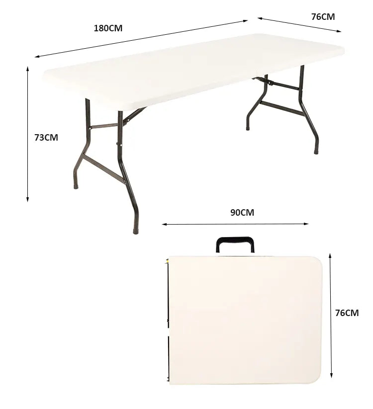 Rental White Outdoor Rectangular Plastic Folding Table