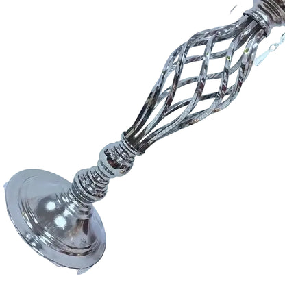 FraSyl Crystal Centerpiece Stand Rental, Gold Metal Riser with Hanging Crystal Beads, Wedding & Event Décor
