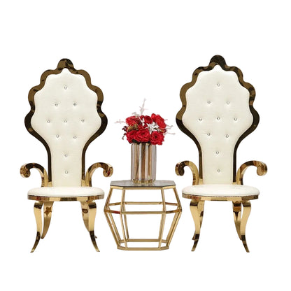 FraSyl Wedding Throne Chair Rental, Stainless Steel Frame with Velvet Cushion, King & Queen Banquet Seating