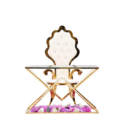 FraSyl Wedding Throne Chair Rental, Stainless Steel Frame with Velvet Cushion, King & Queen Banquet Seating