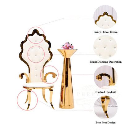 FraSyl Wedding Throne Chair Rental, Stainless Steel Frame with Velvet Cushion, King & Queen Banquet Seating