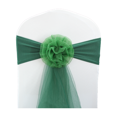 FraSyl Chiffon Rosette Chair Sash Rental, Stretch Band with Flower & Tail