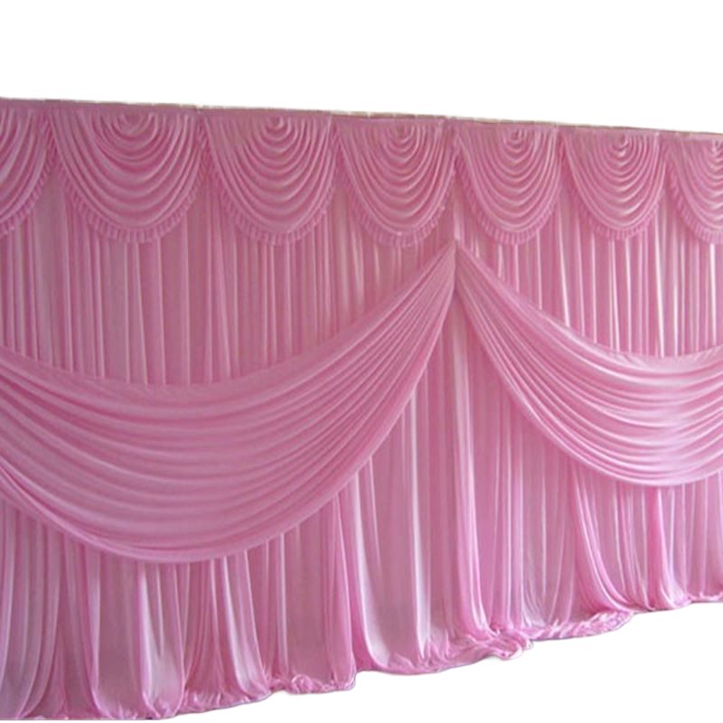 FraSyl Draped Backdrop Rental, Ice Silk with Swag Valance, 10×10 & 20×10 ft